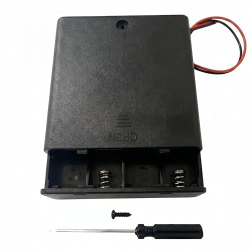 6V 4×1.5V AA Battery Compartment with Built-in Switch, Ready-to-Use Leads, Comes with Specialised Screw & Screwdriver (1PC)