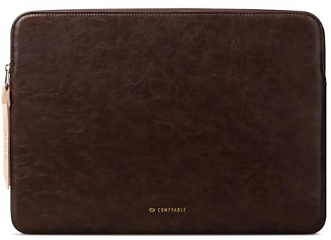 Bekvämt smalt laptopfodral 15 tum tätt kompatibel med MacBook Air 15 tum M5 2026 A3448 M4 M3 M2, PU-läderväska vattentätt fodral notebook datorfodral för Mac, Briarwood