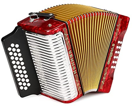 Hohner 3500GR Corona II Diatonic Accordion (GCF Keys, Pearl Red)