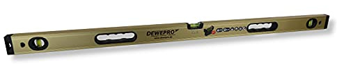 DEWEPRO Wasserwaage TOP-L 180cm mit 3 Libellen und 2 Handgriffe - Stabiles Aluminium-Profil - 2% Gefälle - Messtoleranz 0,3mm/m