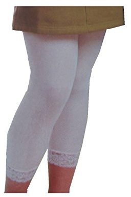 Brand Kinderleggings Leggins für Mädchen mit Spitze (128/134, Weiß)