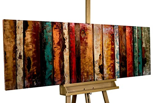 Kunstloft Extravagante Relieve de Pared de Metal Flashy Wood' 150x50x5cm | Decoración XXL Escultura | Abstracto Colorido Madera | Cuadro Hecho a Mano Imagen Mural de Arte Moderno