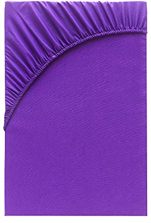 Class Home Collection Spannbettlaken Topper 180x200cm - 200x200cm Jersey Baumwolle Lila