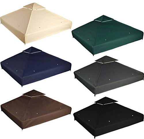 freigarten.de Modèle 2 Toit de rechange pour pavillon de jardin 3 x 3 m Étanche Matériau Panama en PVC, souple, 370 g/m², ultra résistant, modèle 1 (Marron)