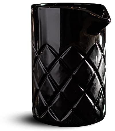 Amehla Cocktail Mixing Glass - Black Bar Mixer Pitcher, Thick and Weighted for Stirred Cocktails, 17-ounce / 500ml