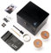 LITT Stash Roll Box - Large Portable Wooden Storage Box with Built-in Wooden Tray and Lid - Handcrafted Rolling Accessory Organiser with Storage Compartments (Black)