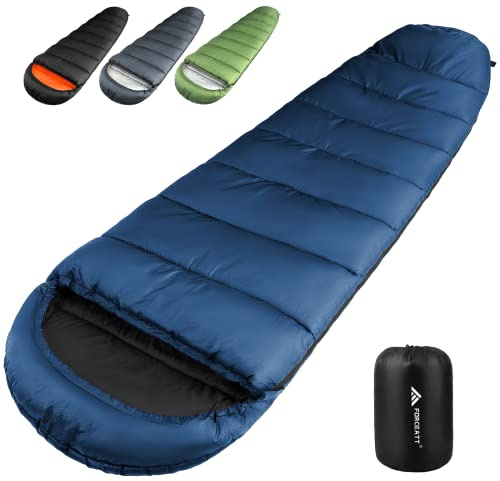 Forceatt Saco de Dormir, 15℃~25℃ 3 Estaciones Saco de Dormir de Verano Compacto para Adultos, Pequeño Paquete y Ultraligero (1200g), Resistente al Agua y al Desgarro,Ideal para Camping y Trekking