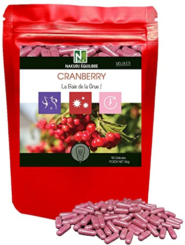 NAKURU | Cranberry | Gamme Équilibre | Fabriqué en France | La Baie de la Grue ! | (90 Gélules de 400mg / Poids Net: 36g)