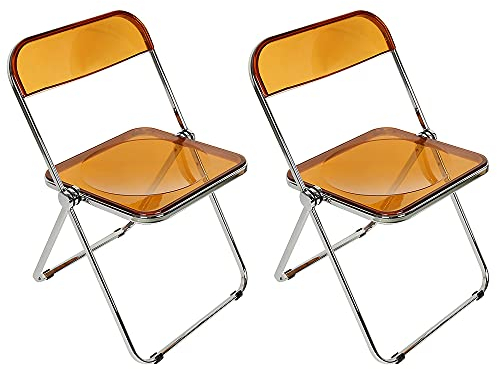 Esszimmerstühle 2er Set, Klappstuhl Stapelbarer, Acryl-Klappstühle, Küchenstuhl Mit Metallgestell, Esszimmer Dtühle Modern, Bequemer Esszimmerstuhl (Braun - 2pcs)