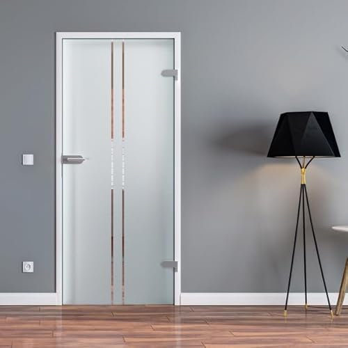 Glastür Ganzglastür Drehtür aus ESG-Glas Sadora ® in senkrecht gestreift (T) 709x1972 mm (BxH) für Studio Griff und Studio Bänder