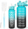 CodiCile 2 Pack Trinkflasche BPA-frei 2L+750ml, Sport-Trinkflasche mit Zeitmarkierung & Strohhalm, 2 Liter Trinkflasche fürs Fitnessstudio mit Bürste, Großer motivierender Zeitmarker Wasserflasche