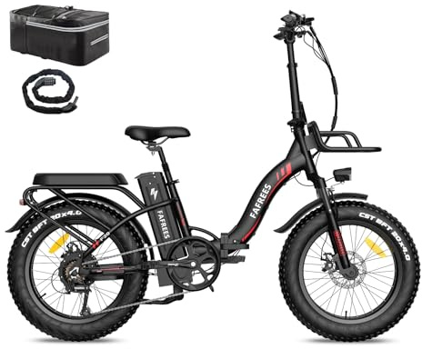 Fafrees F20 MAX Electric Bikes, 20 * 4.0inch Fatbike Fold Electric Bicycle, 48V 22.5Ah Battery Ebike, Range 90-150KM, Front Basket, Electric Mountain Bike for Adults, Black