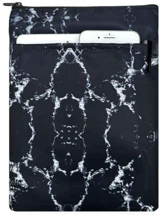 KOSTOO Buchtaschen mit Reißverschluss, Reise-Schutztasche für Taschenbücher und Hardcover, waschbarer Bezug mit Vordertasche für Buchliebhaber (Schwarz)