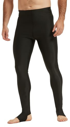 Men's Compression Long Swim Pants Slim-Fit Sun Protection Quick-Dry Breathable Swimwear with Anti-Slip Stirrup Leggings - UPF 50+ for Surfing, Running Base Layer, Gym Workout