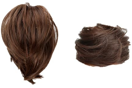 2 Piezas de Liso Natural Sintético Postizos Corta, Extensión de Cola de Caballo de Cabello Humano, Clip de Peine en Pony Falso, Moño de Pelo Cola de Caballo, para Niñas y Mujeres
