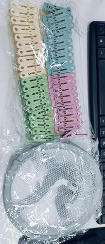 40 Pièces Pince à Linge avec Panier (Beige*10, Rose*10, Bleu*10, Vert Foncé*10)