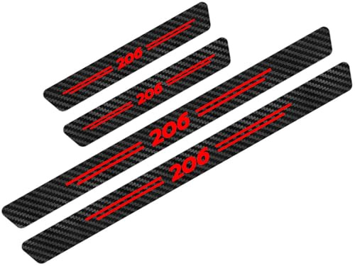 XFNWT 4pcs Puerta Estribos Coche para Peu-geot Decoración para estribos de Coche Pegatinas Protectores de Umbral de Puerta de Coche de Fibra de Carbono,206 Red