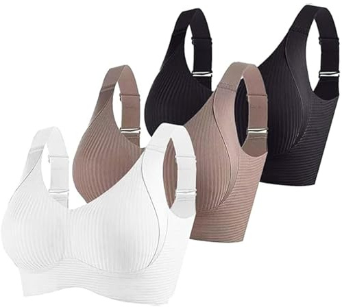 Lot de 3 Soutiens Gorge Classiques Bralette Femme sans Armature Grande Taille Soutien Gorgé Remonte Poitrine Comfit Push Up Bra Non Rembourré Brassière Maintien Bretelles Larges Réglables Lingerie