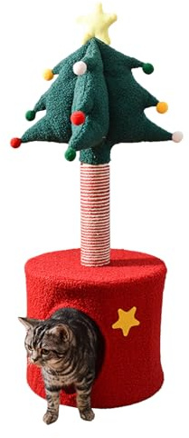 Albero di Gatto di Natale - di Giocattoli per Animali da Compagnia di Lusso all'interno, Morbido in Peluche, Design di da Gratta e Centro Attività Festivo a Più Livelli | MEU