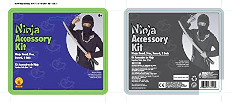 Rubies 38299NS Official Ninja Hood and Plastic Sword Dagger Toy Weapon Kit, Boys, Multi-Colour, One Size Halloween