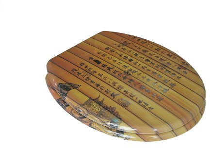 WC Sitz Klobrille Motiv Chinesische Schrift, messingverchromte Scharniere