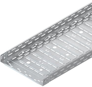 Niedax Kabelrinne RLVC 60.400, Stahl, 60 mm Höhe, 400 mm Breite, 3000 mm Länge, integrierter Verbinder, Silber