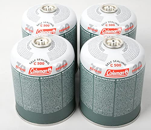 4 x Coleman 500g self sealing gas cartridge butane/propane mix