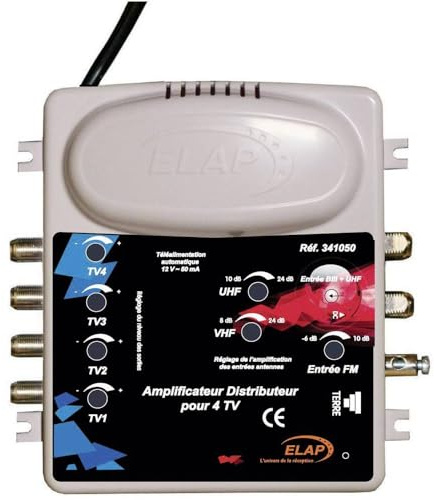 Elap Amplificateur TNT 2 entrées / 4 Sorties 341050