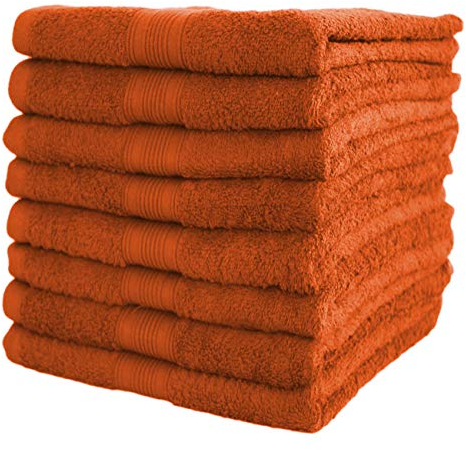 NatureMark 8 Handtücher Set - 100% Baumwolle - Saugfähige und langlebige Handtücher, Größe 50×100 cm, Terrakotta