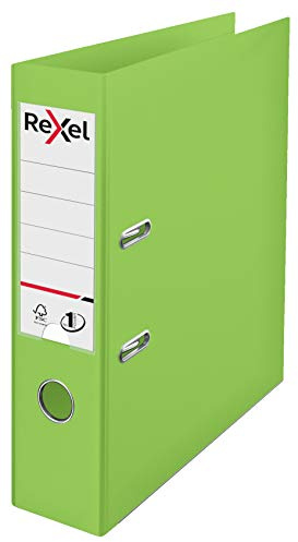 Rexel Choices, A4 Lever Arch File, 75 mm Spine, 500 Sheet Capacity, Plastic Cover, File Folder, 2115505, Light Green