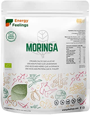 Energy Feelings Moringa en polvo ecológica - 1 Kg | antioxidante | antinflamatorio | vitaminas y minerales