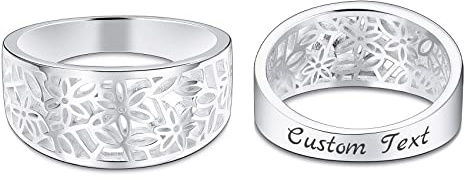 MunkiMix Bague en Argent Sterling 925 Motif Fleur Feuille Filigrane Mariage Dames Bijoux Fête des Mères Cadeaux Personnalisés