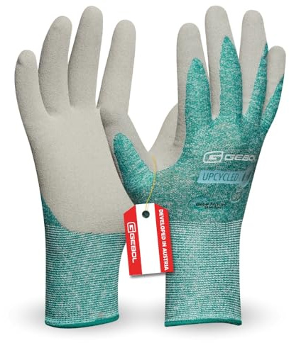 Gebol Upcycled Strong | Gants de travail durables en plastique recyclé | Excellente sensation au bout des doigts | Avec revêtement en caoutchouc naturel | Pour femme | Taille S (taille 7) | Vert clair