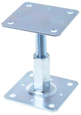 Aqbau® Support de poteau réglable en hauteur 110 x 110 mm, chaussures de poutre, support de poteau, pied de support réglable, pied de sol en béton à visser, galvanisé