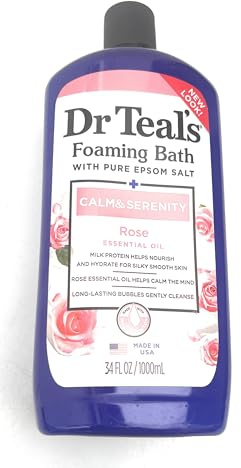 Dr Teal foaming Bath with Pure Epsom Salt Calm & Serenity Rose Essentila Oil
