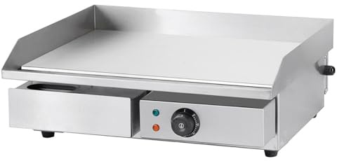 CVS2020.COM Commercial Electric Single Burner – 3000W Grill Flat Griddle, 50–300°C Adjustable Temp, Cooking Surface 55×43×24 cm – Professional Kitchen Appliances for Restaurants & Catering