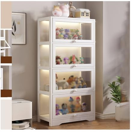 Vitrine avec Support de Rangement à Niveaux，Vitrine for Collection,Grande Vitrine for Collection,Vitrine en verre debout，vitrine transparente sur pied for salon,chambre(W60cm/24in,H139cm/55in)