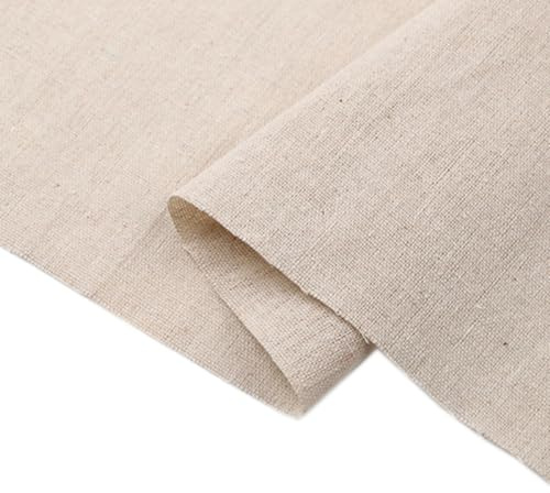 Tessuto di lino naturale, 50 cm x 150 cm, al metro, tessuto ricamato, in cotone e lino, per fai da te, vestiti, tovaglie, decorazioni, lino