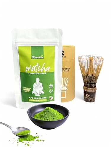 Biomatea Japan matcha set 50 g ceremonial matcha bambu matkavisp visp