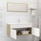 HEFZGDB 2-TLG. Badmöbel-Set Weiß und Sonoma-Eiche Holzwerkstoff Sideboard Bathroom Cabinet Badezimmerschränke Medikamenten Aufbewahrung für Badezimmer Küche Gästezimmer Toilette