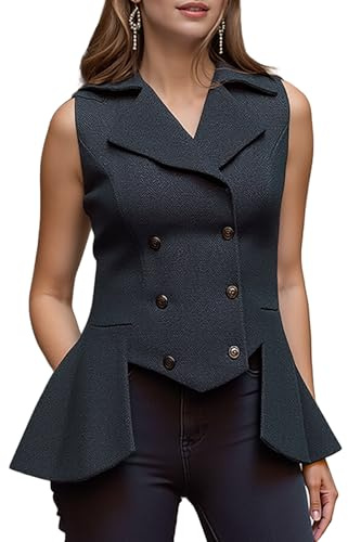 UniqKaliber Gilet victorien pour femme, tenue des années 1920 en tweed de la Renaissance