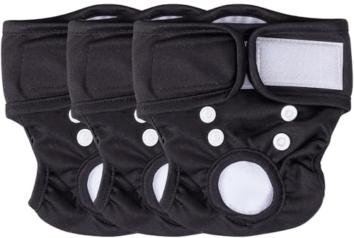3 Pack Reusable Dog Nappies For Female Dogs, Washable, Size S