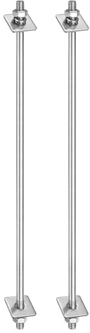 sourcing map Lot de 2 boulons filetés à double extrémité M8 x 280 mm en acier inoxydable 304 avec écrous, rondelles plates carrées et rondelles à ressort pour l'entretien de la maison, argenté