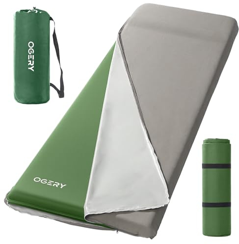 OGERY Upgraded Self-Inflating Sleeping Pad with Built-in Foot Pump & Washable Cover, 3 Memory Foam Camping Mattress, Quiet & 9.5 R-Value Insulated Sleeping Mat for Car Tent Camping