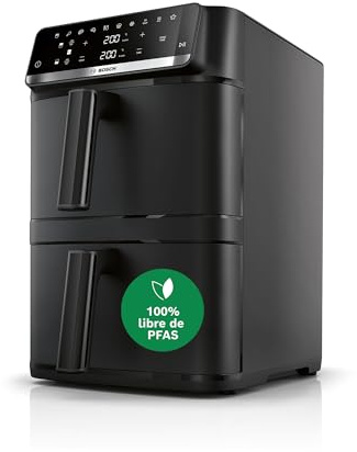 Bosch Serie 6 XXL Heißluftfritteuse, 12 L Doppelkammer, platzsparend, 6 Programme, PFAS frei, schwarz, AirFryer Serie 6, MAFD661B0