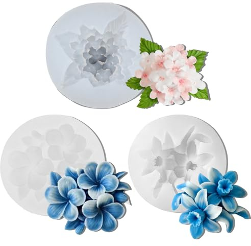 FOSDICK 3 Pezzi Stampi per Candele, 3D Fiori Stampi in Silicone per Candele, Stampo per Candele in Silicone a Forma di Fiore, Per Candeles Profumate, Gesso, Resina, Cioccolato, Decorazioni Casa Regalo