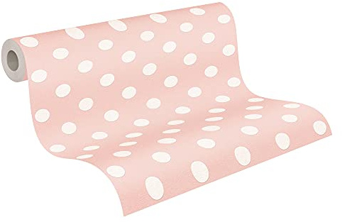A.S. Création Papel Pintado - Papel de Pared para Habitaciones Infantiles con Lunares en Rosa y Blanco - Papel Tapiz para Habitaciones de Niños - Papel Pintado Pared en 10,05 m x 0,53 m