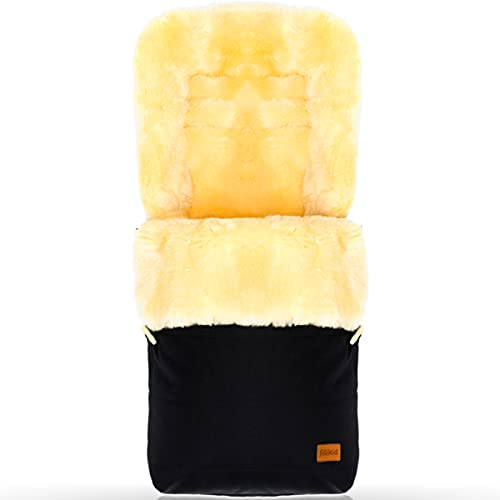 Fillikid Winterfußsack Lammfellfußsack für Kinderwagen Buggy Jogger Kinder Fußsack (Schwarz)