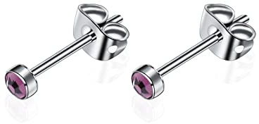 Pendientes de botón de cristal de titanio G23 para mujeres y niñas Pendientes de botón hipoalergénicos sin níquel para oídos sensibles