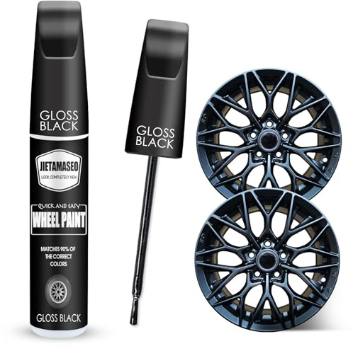 Gloss Black Rim Touch Up Paint - Wheel Repair Kit Curb Rash, Quick And Easy Wheel Scratch Repair, Rim Paint For Car Wheel Repair (Gloss Black)